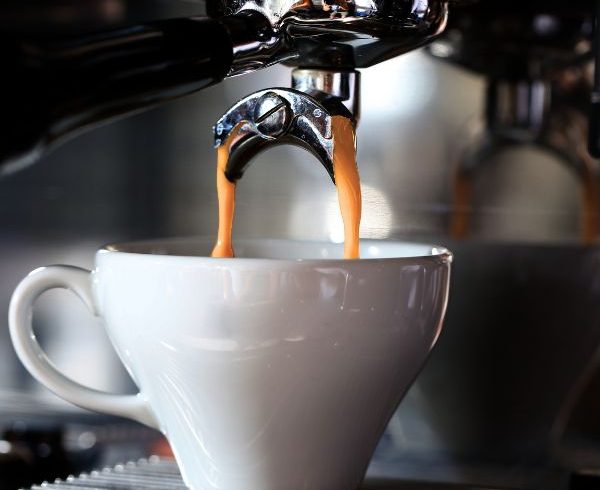 Coffee machine making coffee